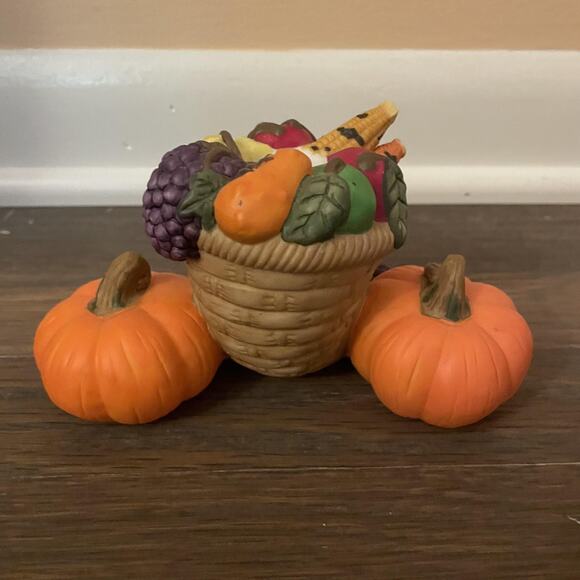 PartyLite Cornucopia Pumpkin Votive Candle Holders Set of 2 Fall Harvest Decor - Picture 4 of 8